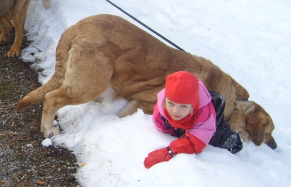 Nanna & Hannah Mastibe enjoying last snows
